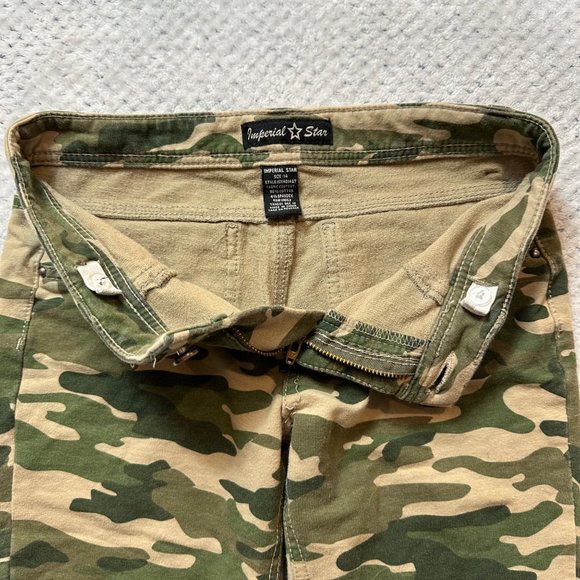 Imperial Star Shorts Girls Size 14 Green Khaki Camo Stretch Cut Off Flat Front - Picture 8 of 12